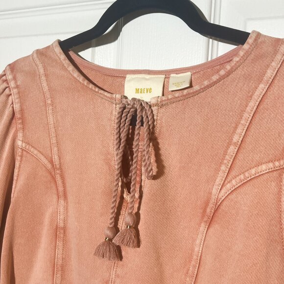 Pink Anthropologie Maeve Jeanne Puff Sleeve Sweatshirt Top - Picture 8 of 11
